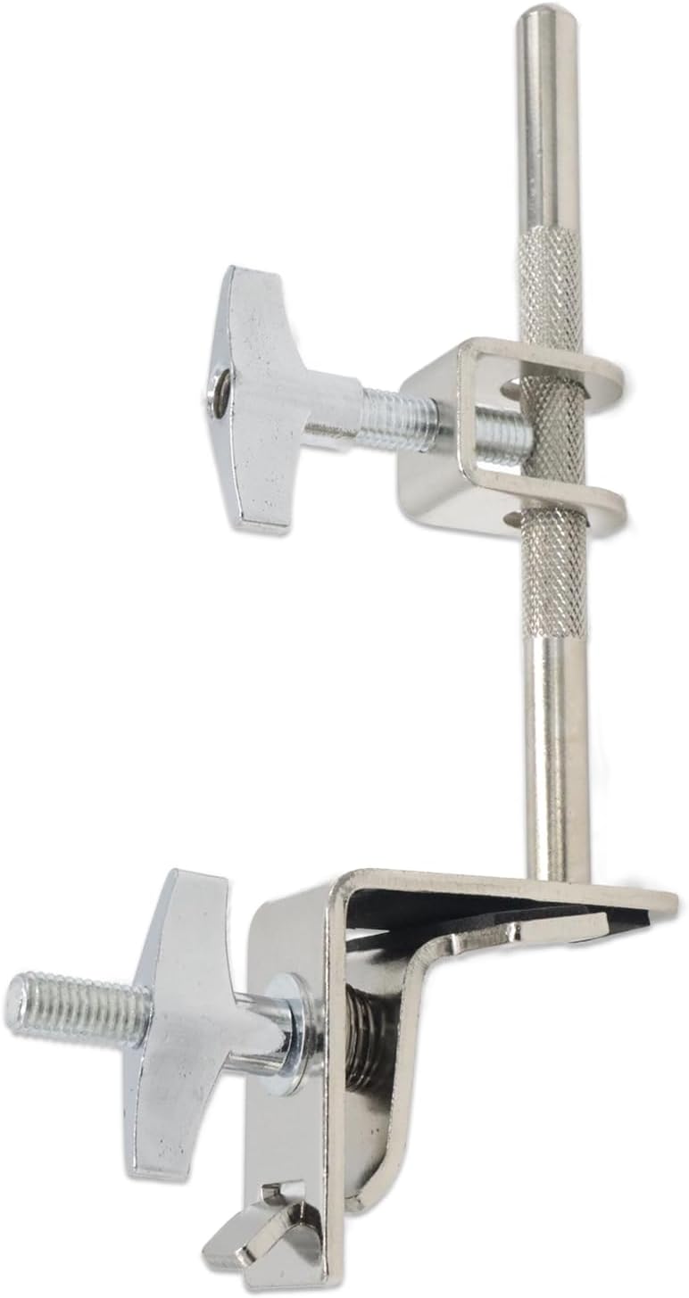 CashBeat Silver Adjustable Standard Drum Cowbell Mount, Cowbell Holder Percussion Accessory with Parallel Action Jaws, Ideal for Bass Drum Hoop Up or Down Adjustment, Essential Drummer Drum Hardware - Image 1